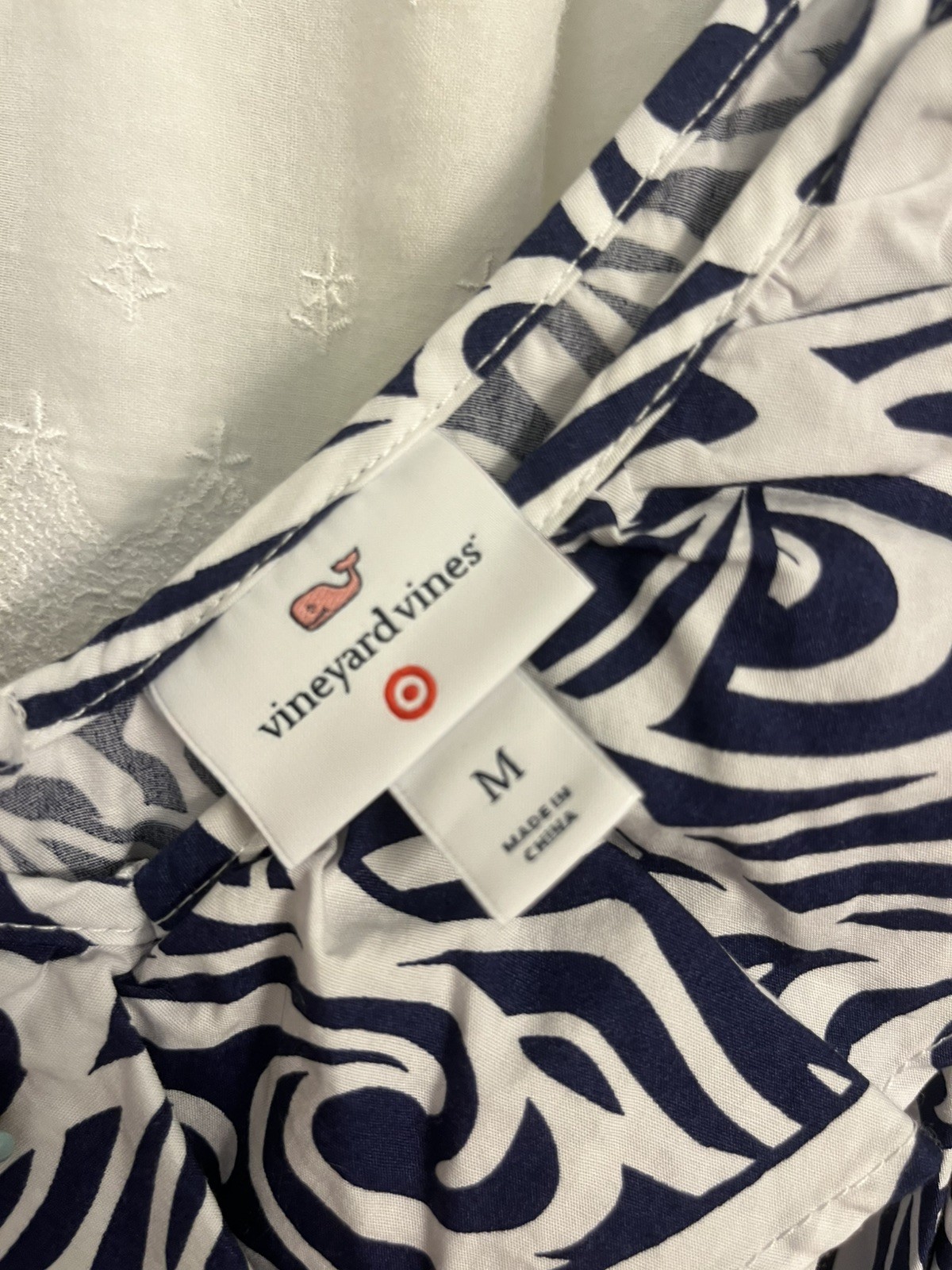 Vineyard Vines Target Blue White Sailboat Midi Dress M Cotton Belted Nautical