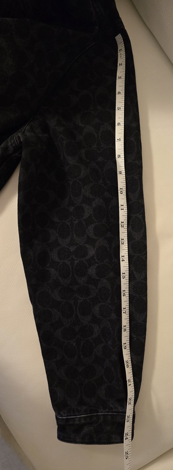 Coach Signature Denim Jacket Black Monogram All Over Logo Print Trucker, M