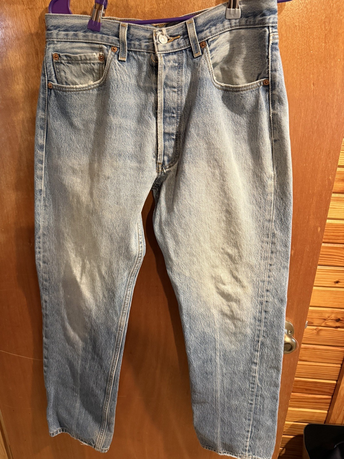 Vintage Levi’s XX 501 Jeans 33×34 Blue Light Wash Y2K Button Fly Denim