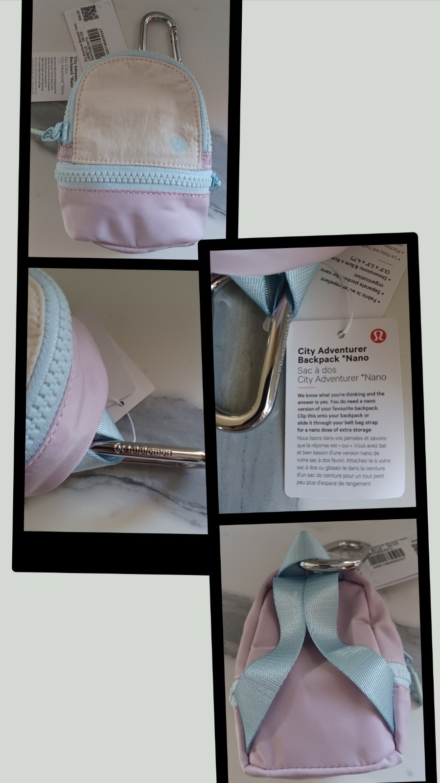Lululemon City Adventurer Backpack Nano Pink Peony Powder Blue NWT Carabiner…