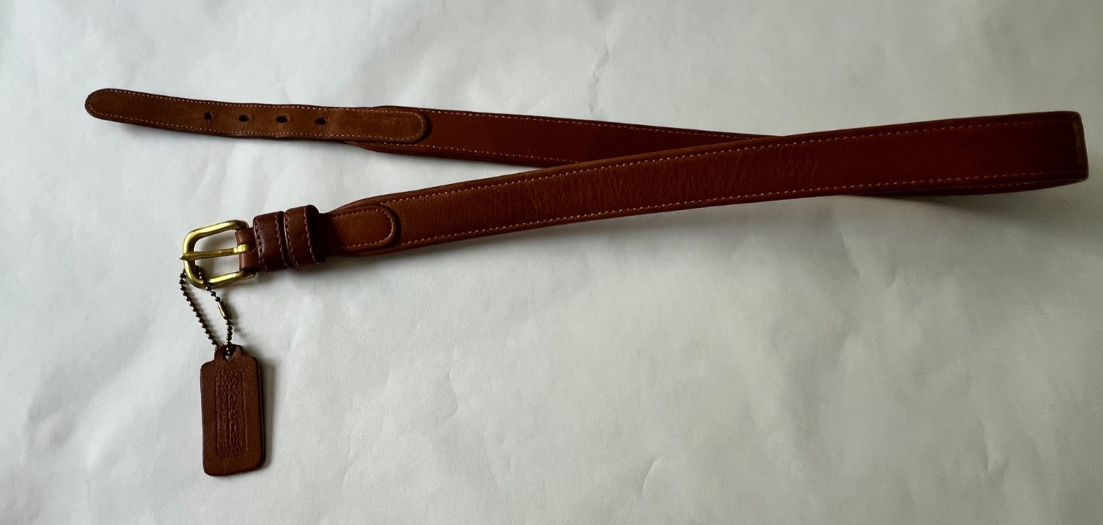 VTG Coach NYC Brown Leather Brass Buckle Belt Style 114 W Tag SZ 30 inch / 75cm