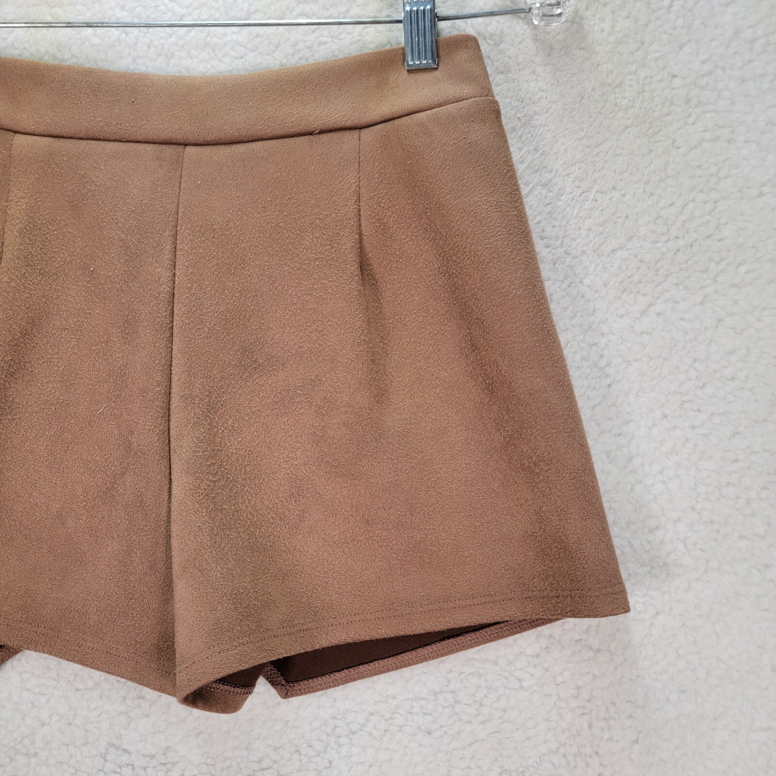 Fawn Brown Faux Suede Pull On Clubwear Mini Sexy Skort Womens Skirt Size S