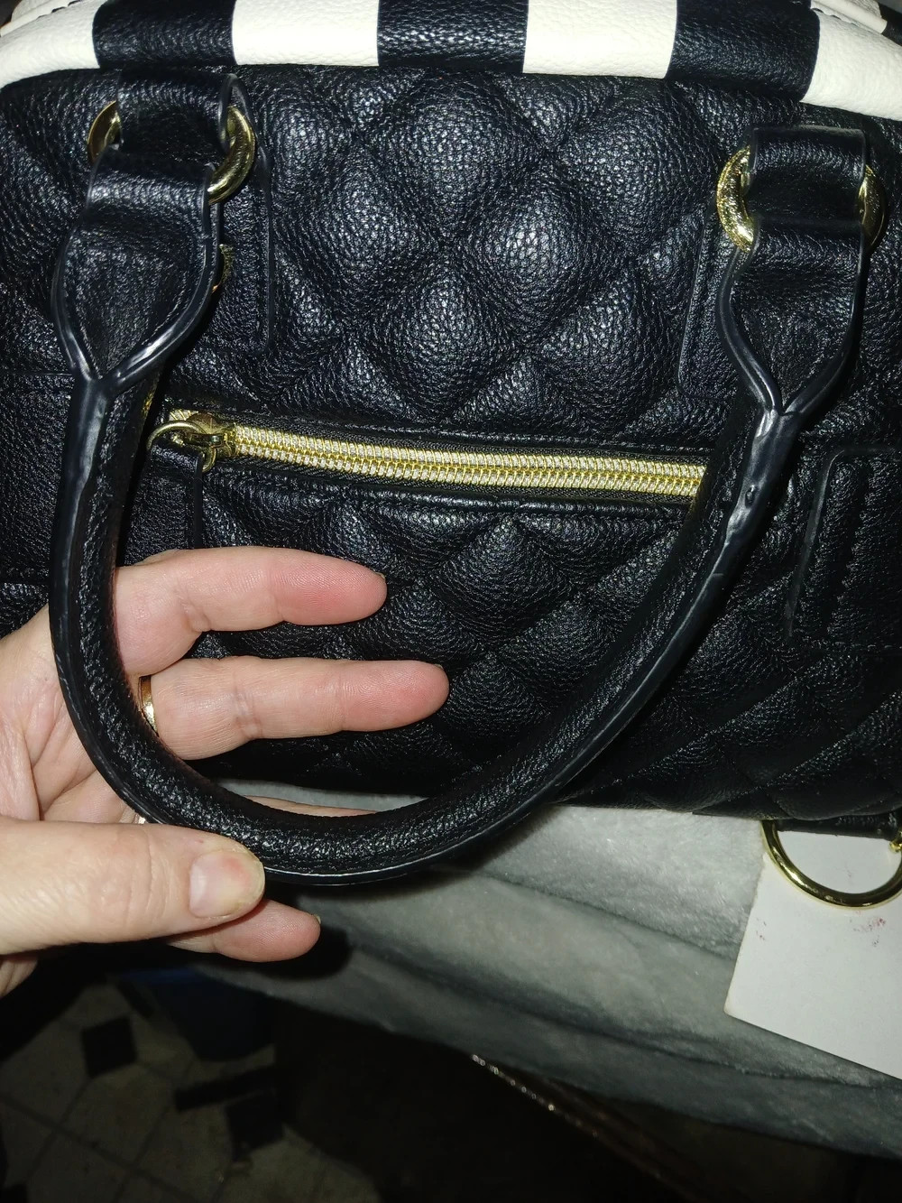 Betsey Johnson Black Quilted Heart Crossbody with Striped Accents, Whimsy, bow