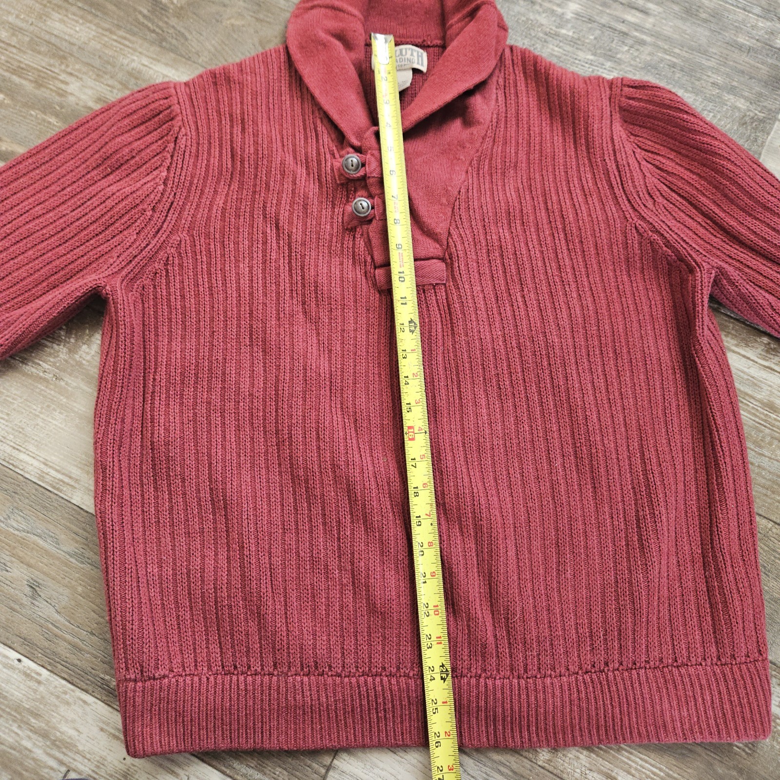 Duluth Shawl Collar Sweater 2x tall Dark Red Cotton Wool Heavyweight Knit