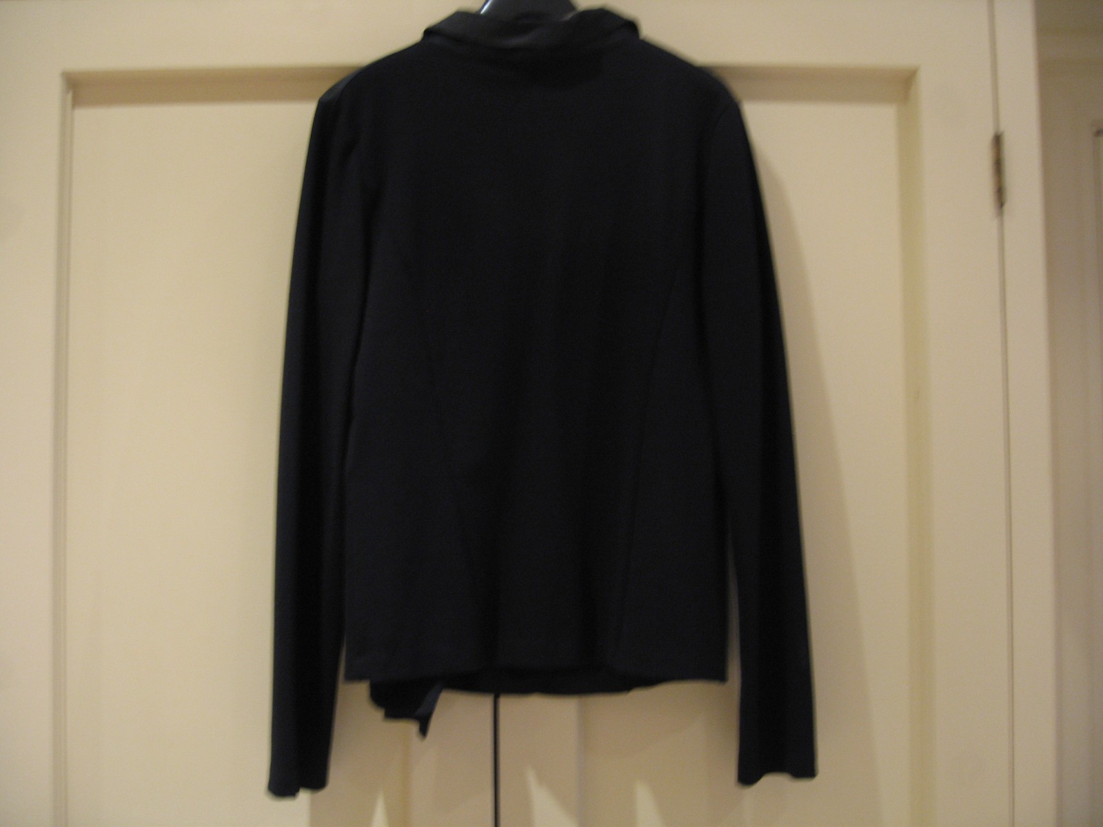 Max Mara Weekend Draped Collar Goat Soft Leather Jacket Black Size Uk 16