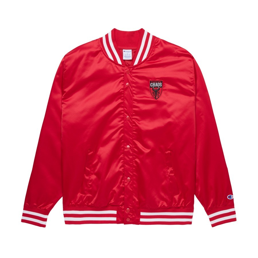 Champion Carolina Chaos Premier Lacrosse League Letterman Jacket Size L New Red