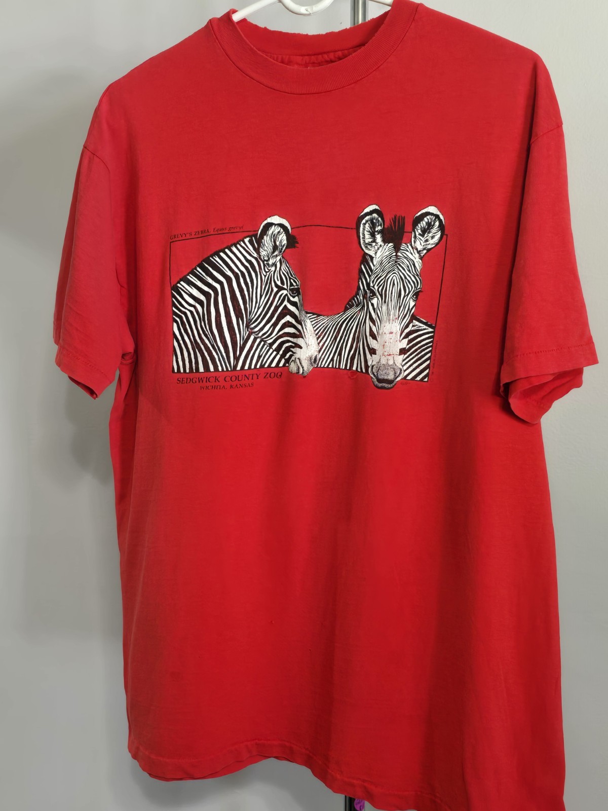 1998 Vintage Single Stitch Wichita Kansas Zoo Zebra Graphic T-Shirt Mens Size XL