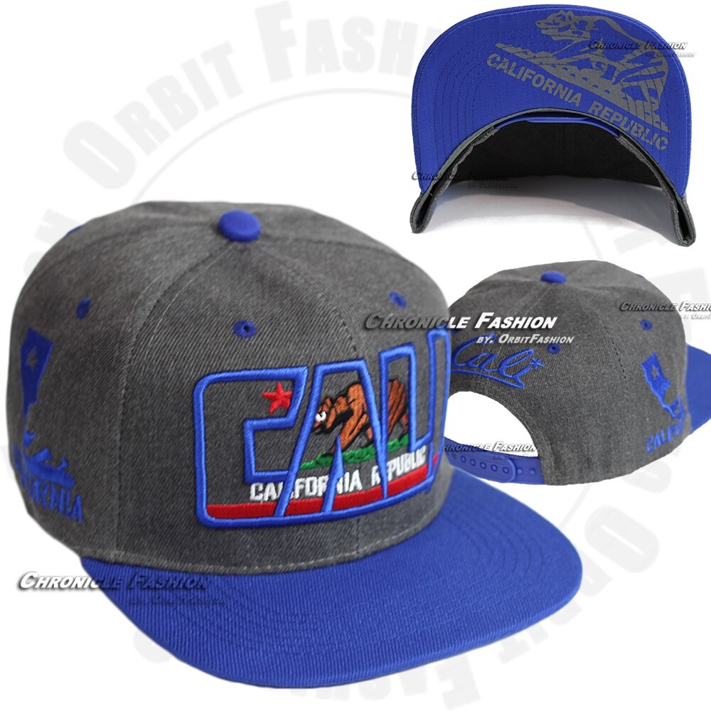 Baseball Cap California Republic Cali Bear Snapback Adjustable Hat Flat Bill Men