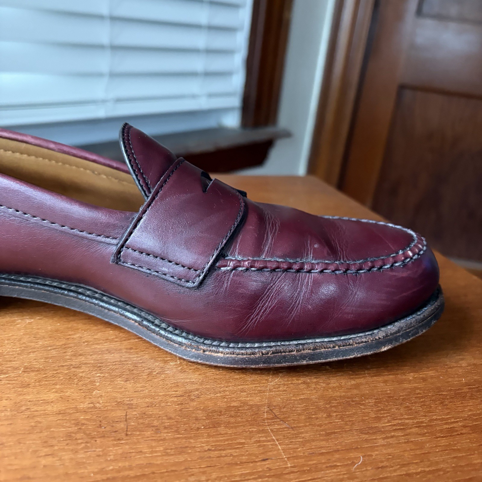 ALDEN 10.5D BURGUNDY CALF HANDSEWN LHS PENNY LOAFERS SHOES 984 10.5 D