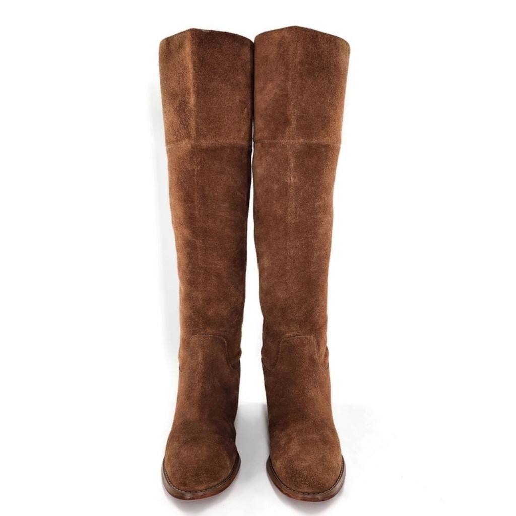 Michael Kors Regina Sz 7.5 Brown Suede Pull-On Tall Over-The-Knee Riding Boots
