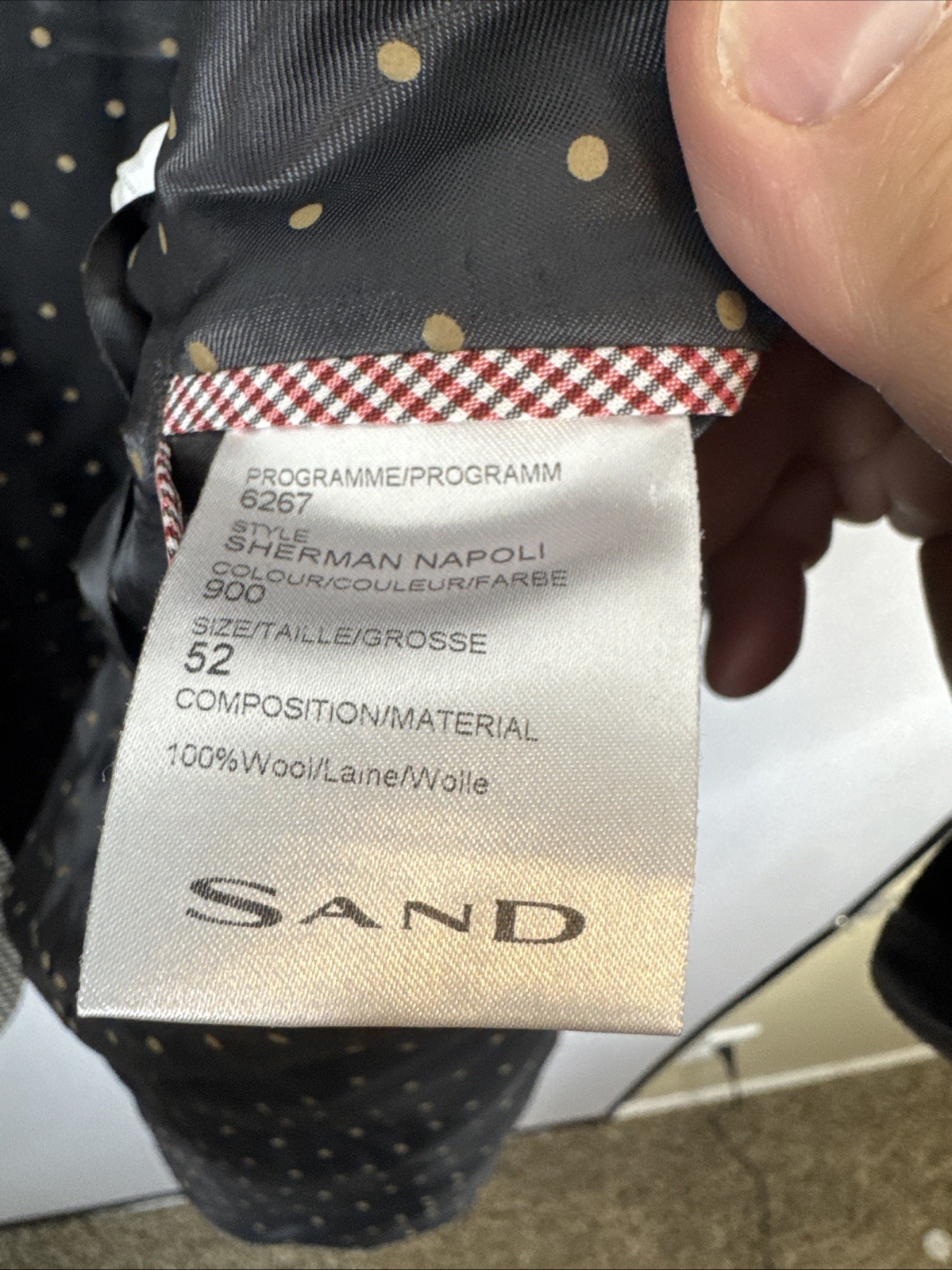 Sand Copenhagen Reda 1865 Wool Blazer Houndstooth Black White Men 42