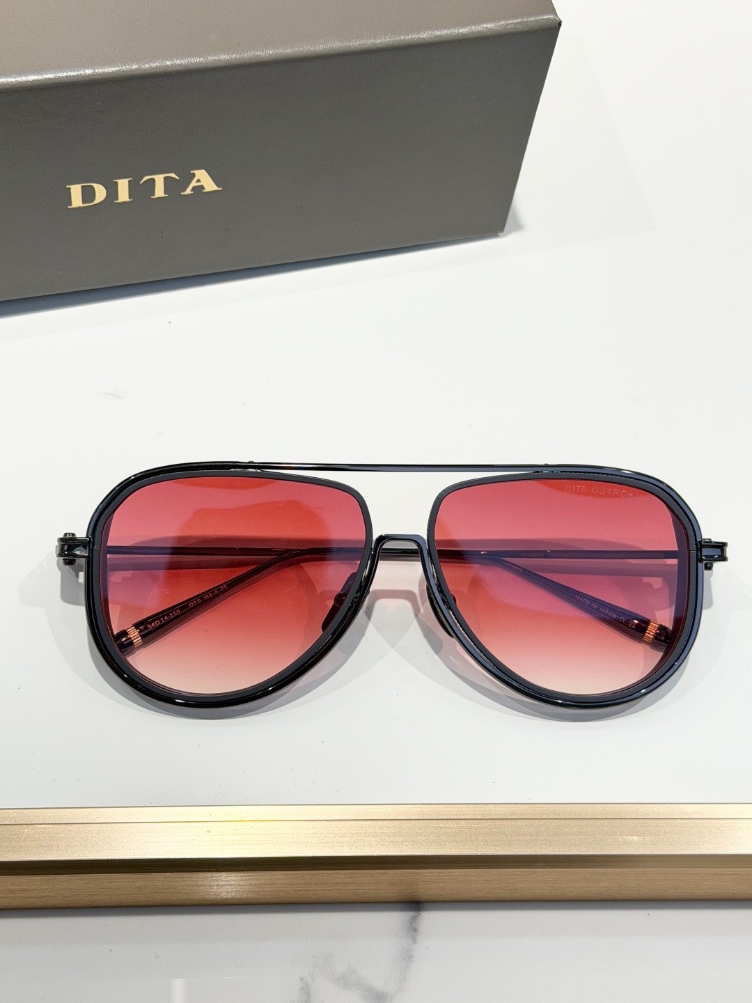 DITA Intracraft DTS188 Sunglasses 54-14-140 Gunmetal Frame Red Gradient Lens