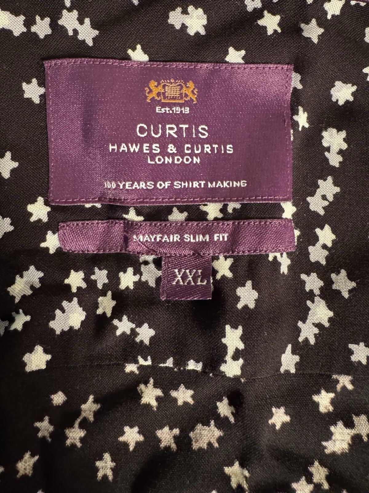 HAWES & CURTIS MAYFAIR SLIM FIT MENS DRESS SHIRT BLACK WITH STARS XXL