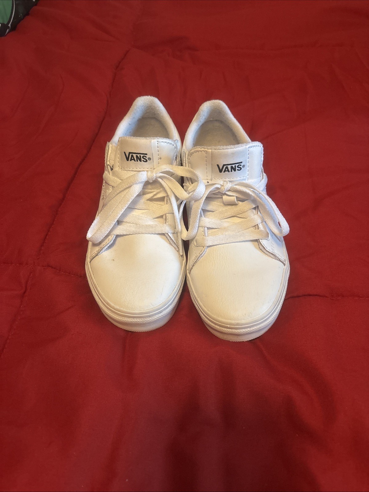 Kids Leather VANS White Size 3 Classic Lace Up Low Top