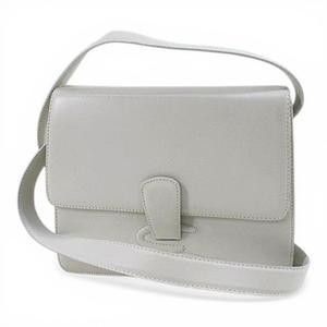 GENNY Leather Shoulder Bag White AB 17cm x 8.3in Crossbody Women’s