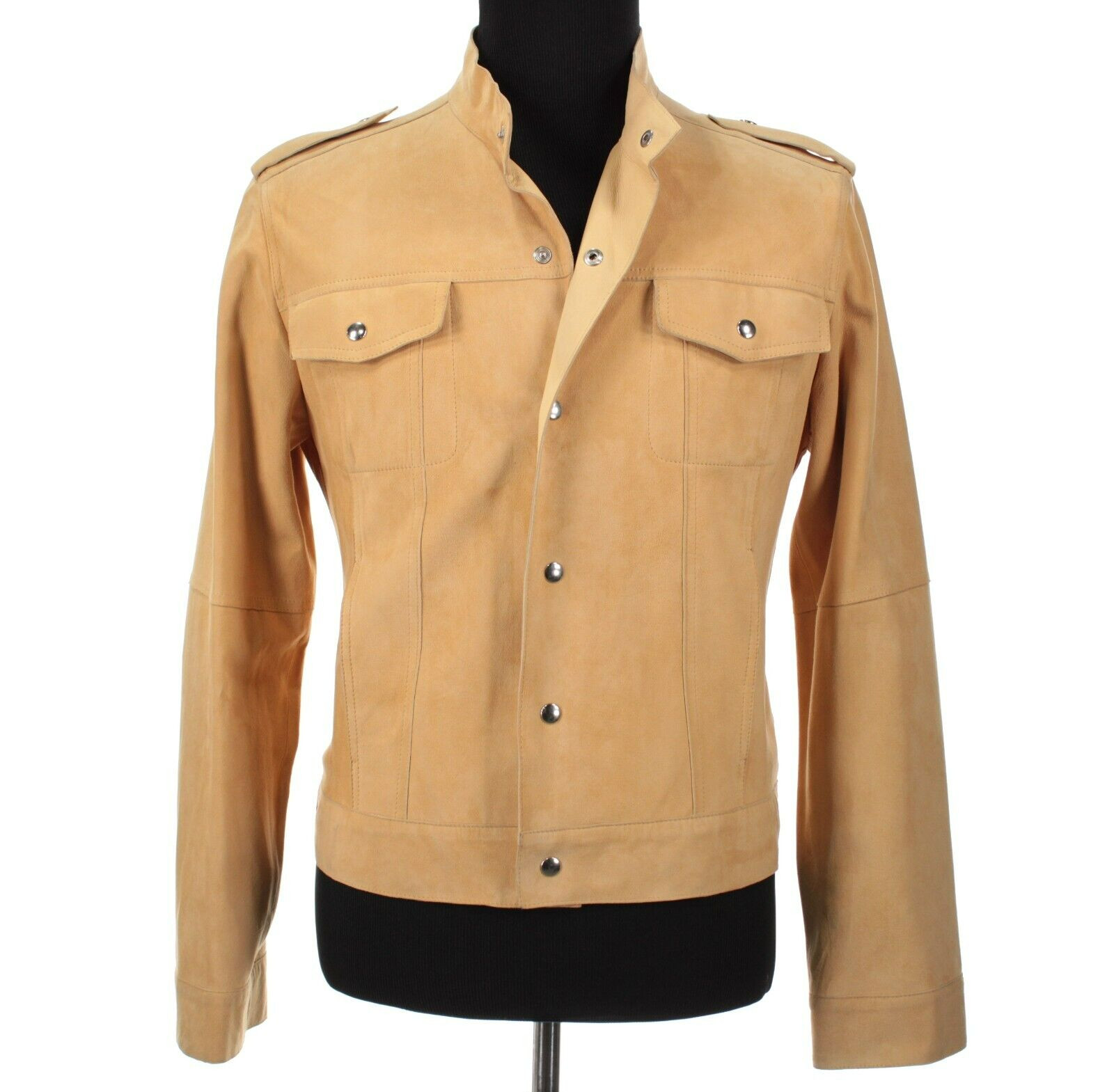 Hettabretz NWD Snap Front Suede Leather Jacket Size 50 (~ Small US) In Solid Tan