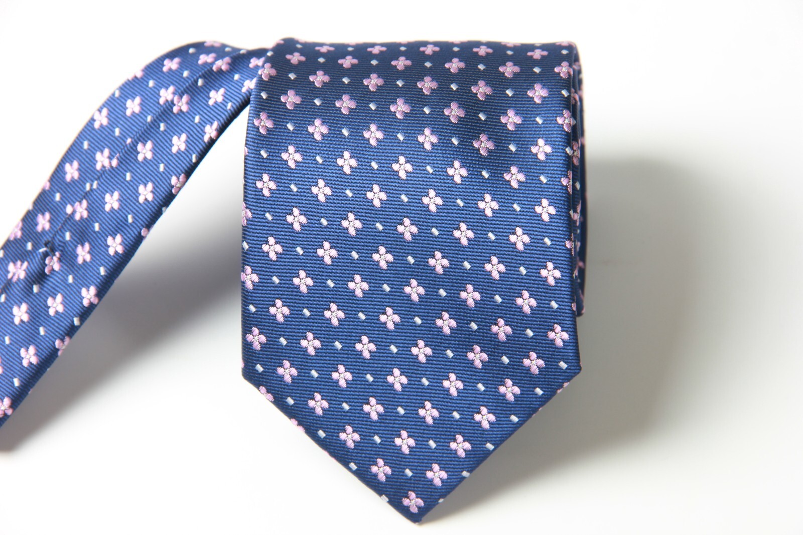 New Classic Polka Dot Blue Pink JACQUARD WOVEN 100% Silk Men’s Necktie Tie