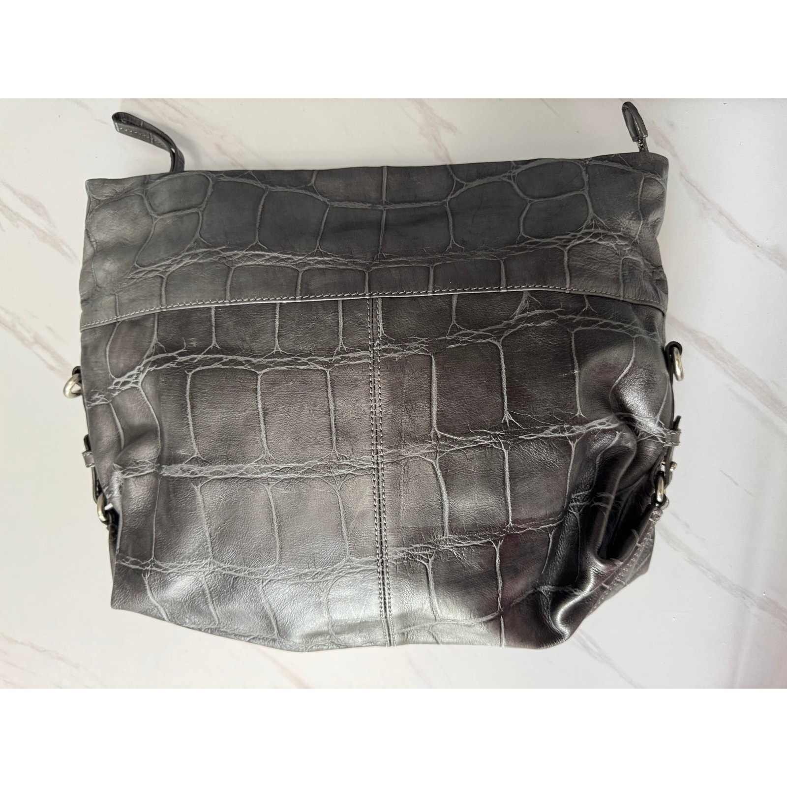 NWT VTG Y2K Club Monaco Grey Crocodile Embossed Clutch