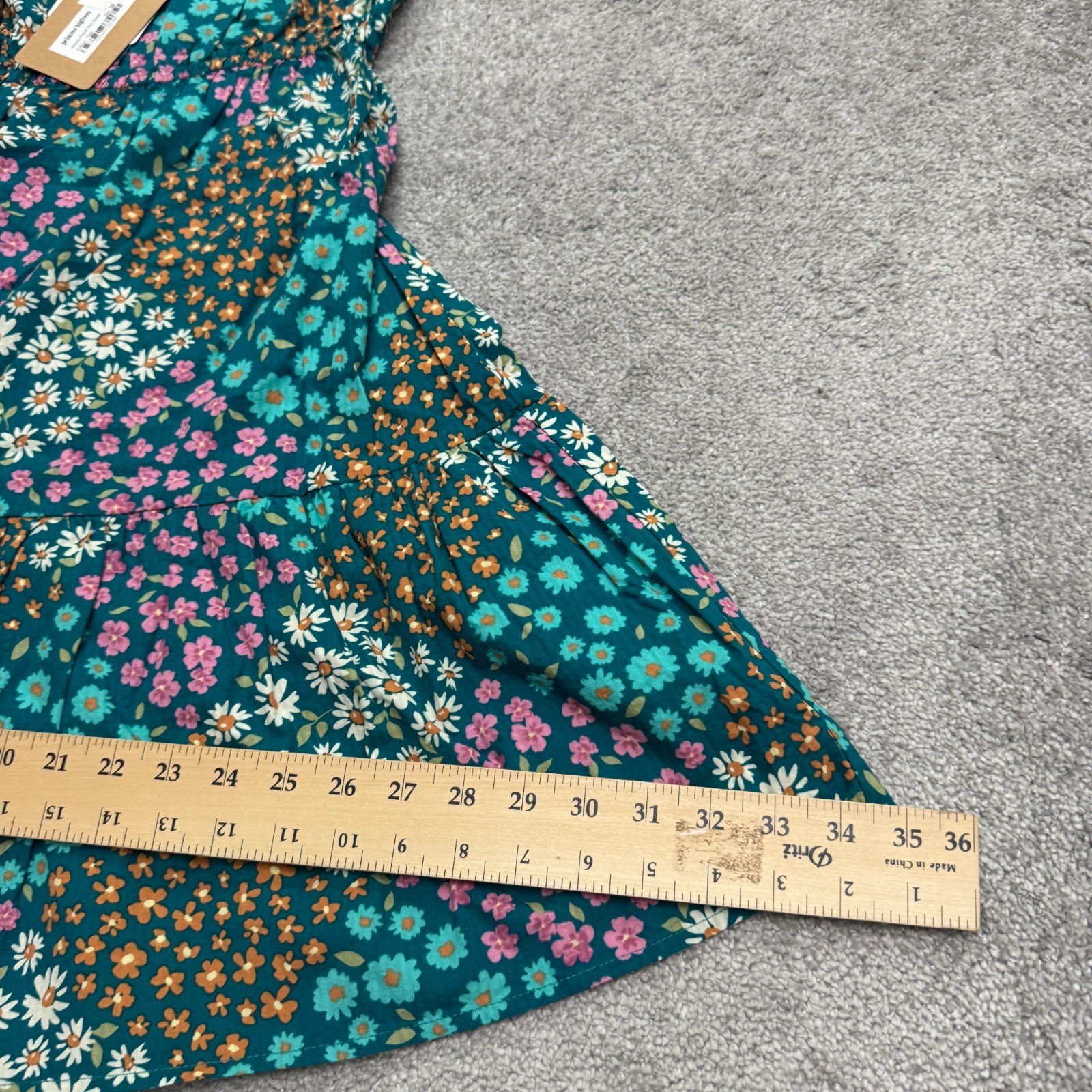 Princess Highway Teal Wendy Floral Mini Dress Womens 8 Blue Puff Sleeve Boho NWT