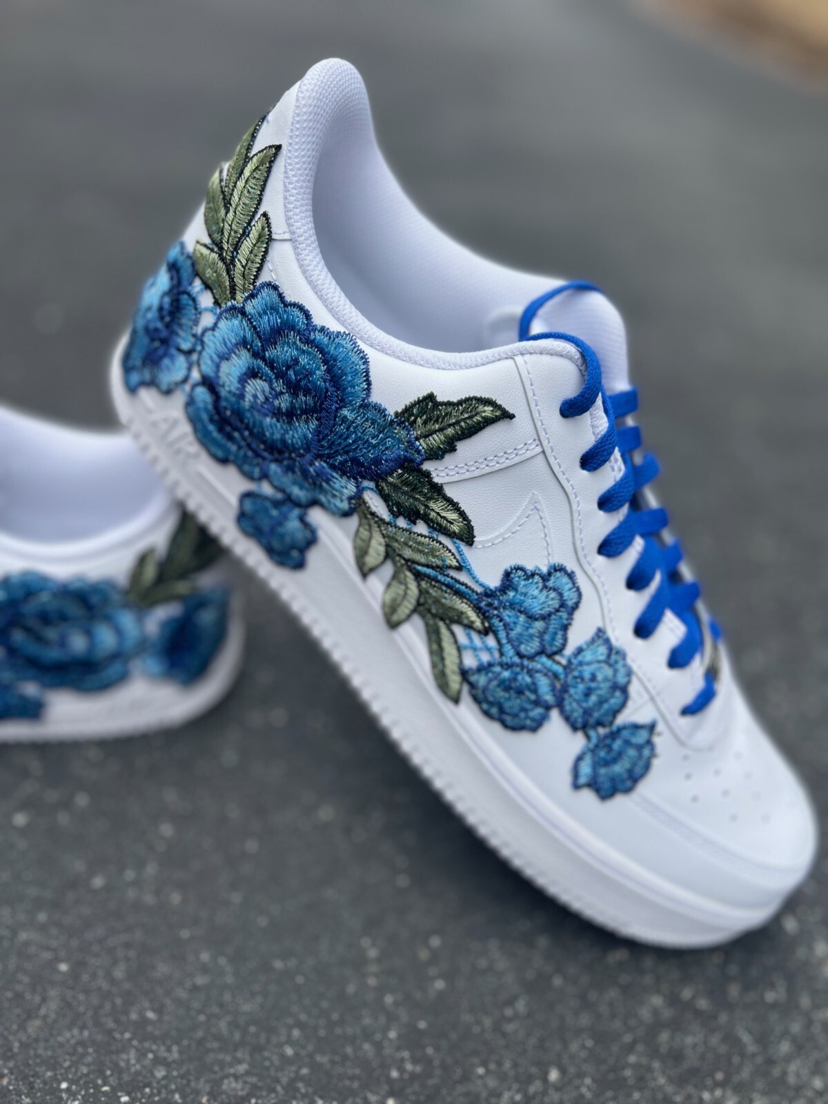 Air Force 1 Custom Rose ‘Blue Bloom’ Floral Shoes Mens 8 8.5 9 9.5 10 10.5 11 12