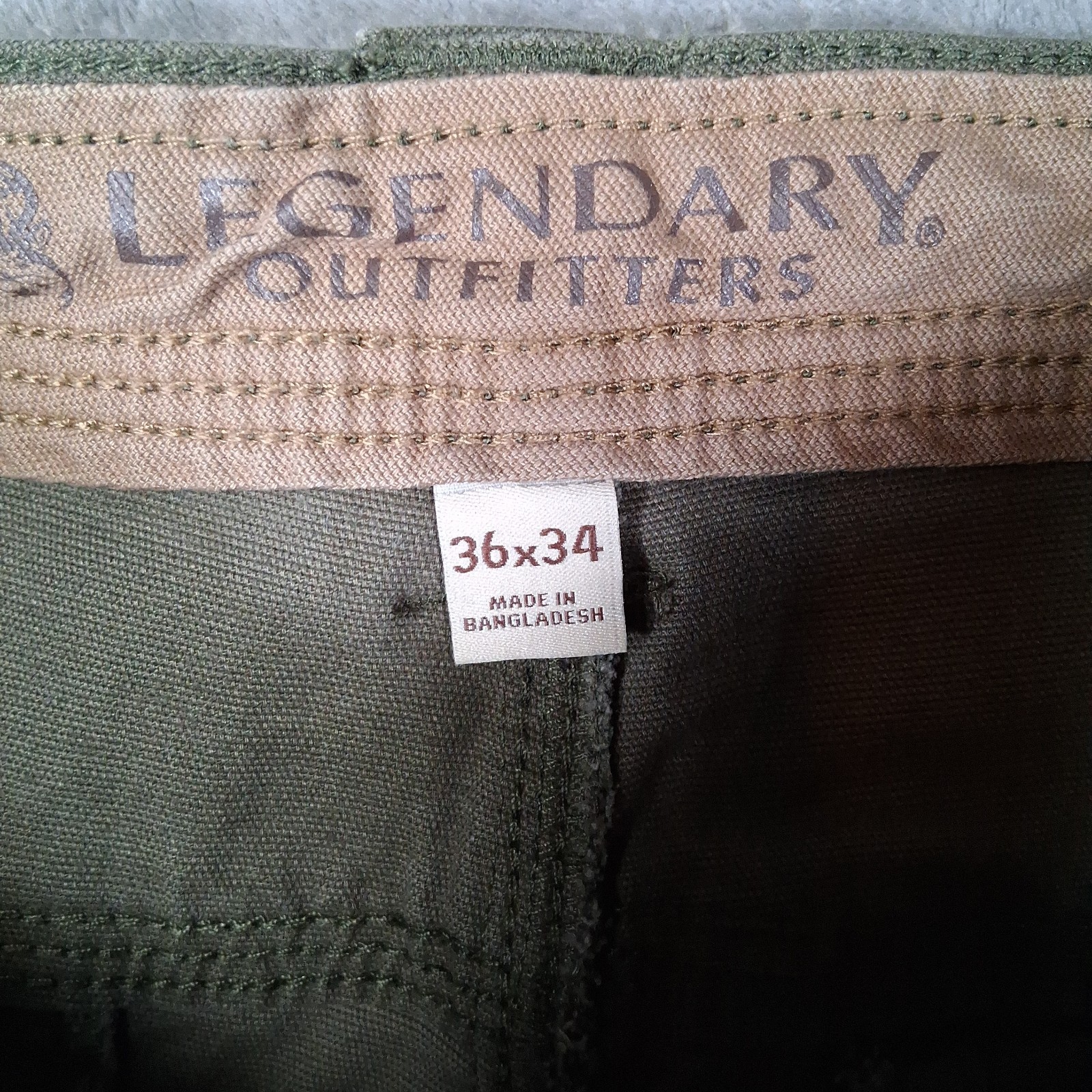 Legendary Outfitters Stretch Canvas Pant Mens 36×34 Khaki Green Straight Leg NWT