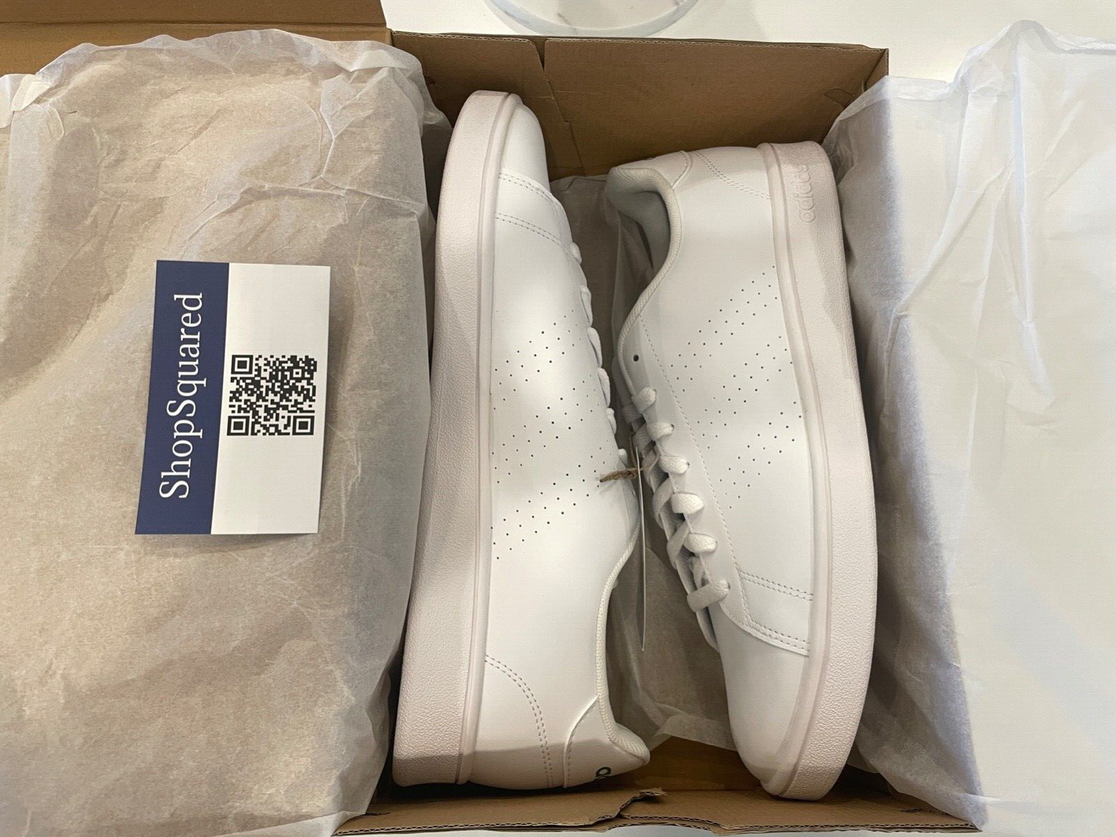 Adidas Advantage Base Sneaker Shoes White w/ Green Mens Size 13 New (GW2063)