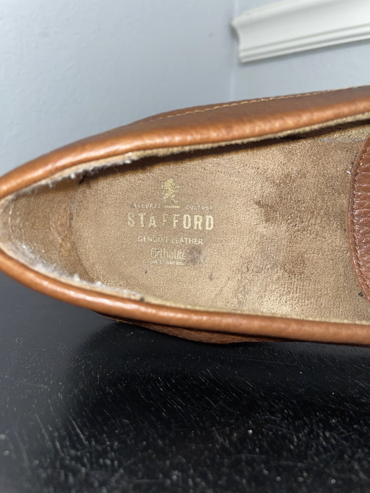 Stafford Men’s Brown Leather Slip-On Loafers Size 10.5M