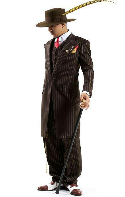 Black Men’s Zoot Suits Pinstriped Wedding Tuxedo Evening Party Prom Long Coats