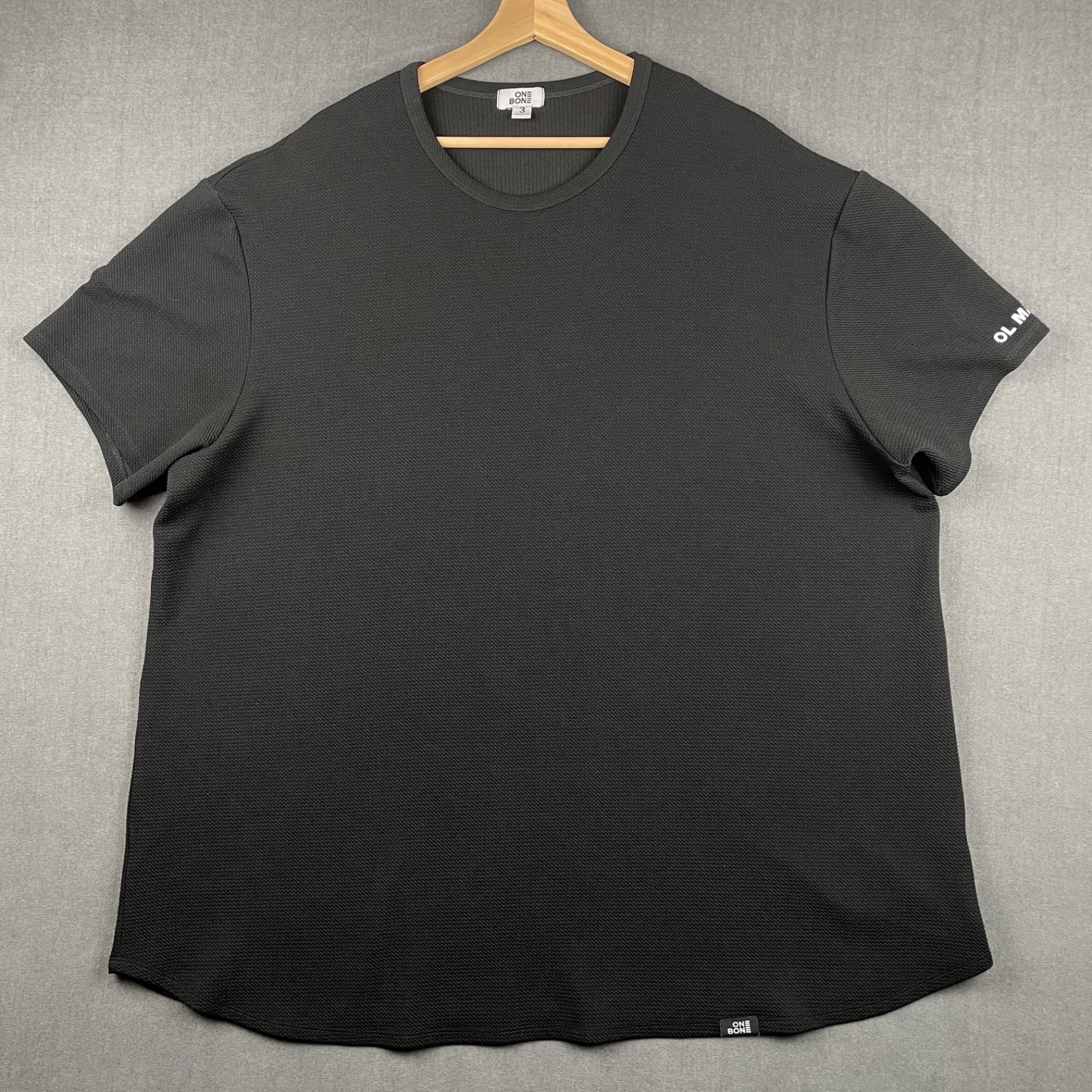 ONE BONE Bullet Tee Mens 3 4XL Black Waffle Textured Curved Hem Shirt OB115