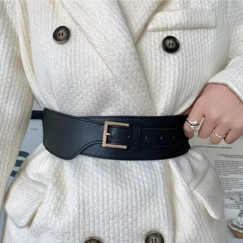 Retro Black & Golden Women’s Elegant Square Buckle Cinch Belt Size 75 Cm