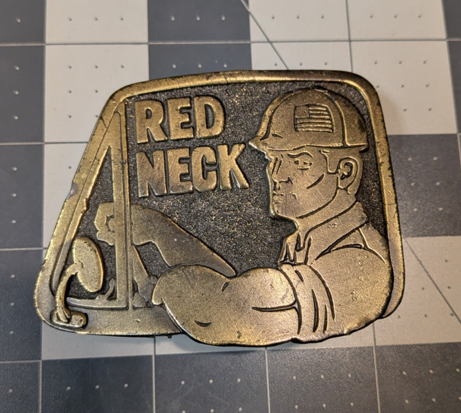 1979 Great American Buckle Co Red Neck Construction Worker Belt Buckle LE #421
