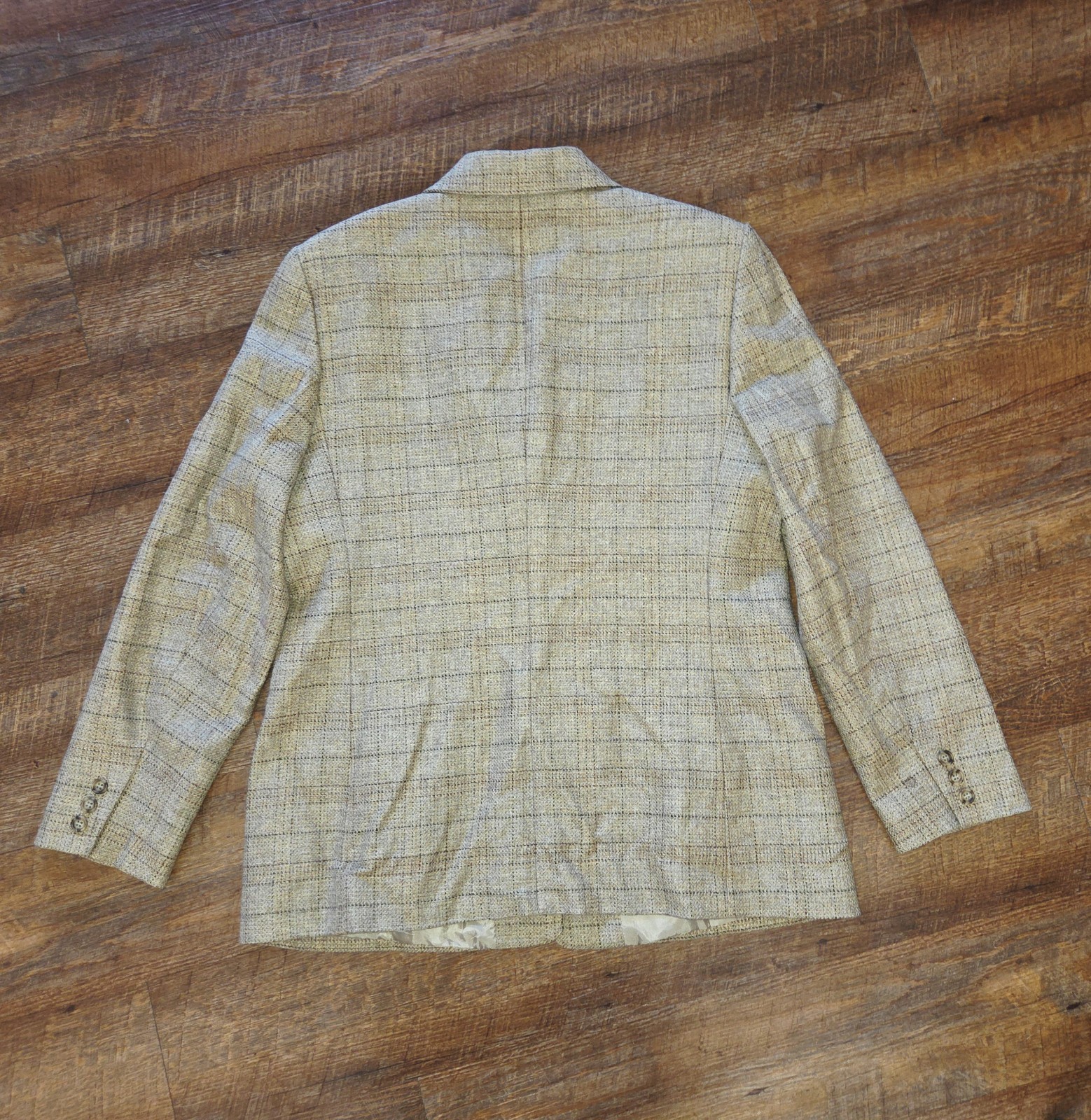 VTG Talbots Blazer 100% Italian Wool Tweed Earthy Neutrals Plaid Sz 16 Preppy