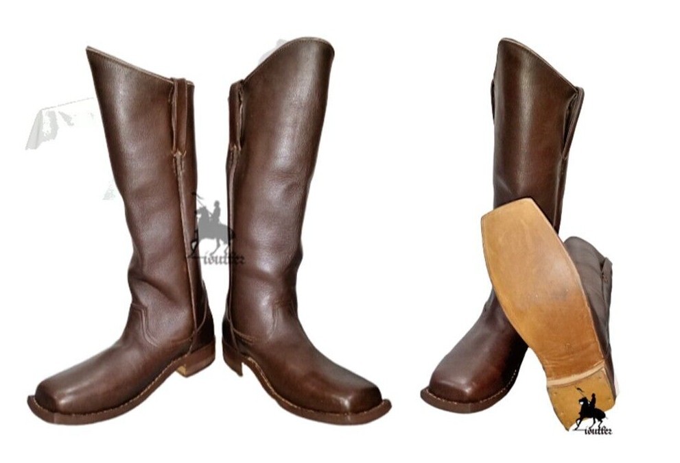 Cavalry Civil War Men’s Black and Dark Brown Leather Long Boots
