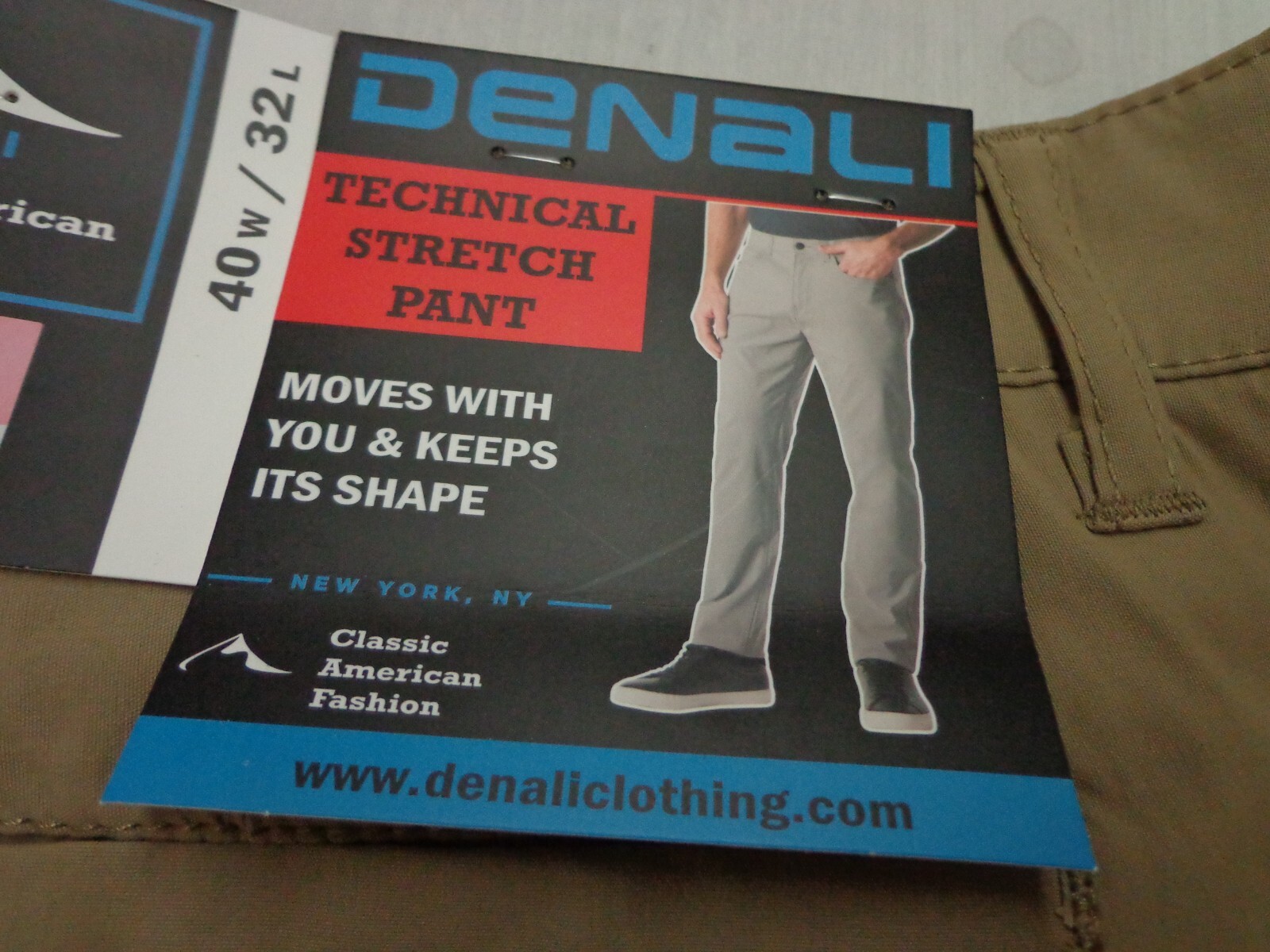 DENALI Delta Khaki Technical Stretch Pants -Side Zipper Media Pocket NWT 40/32