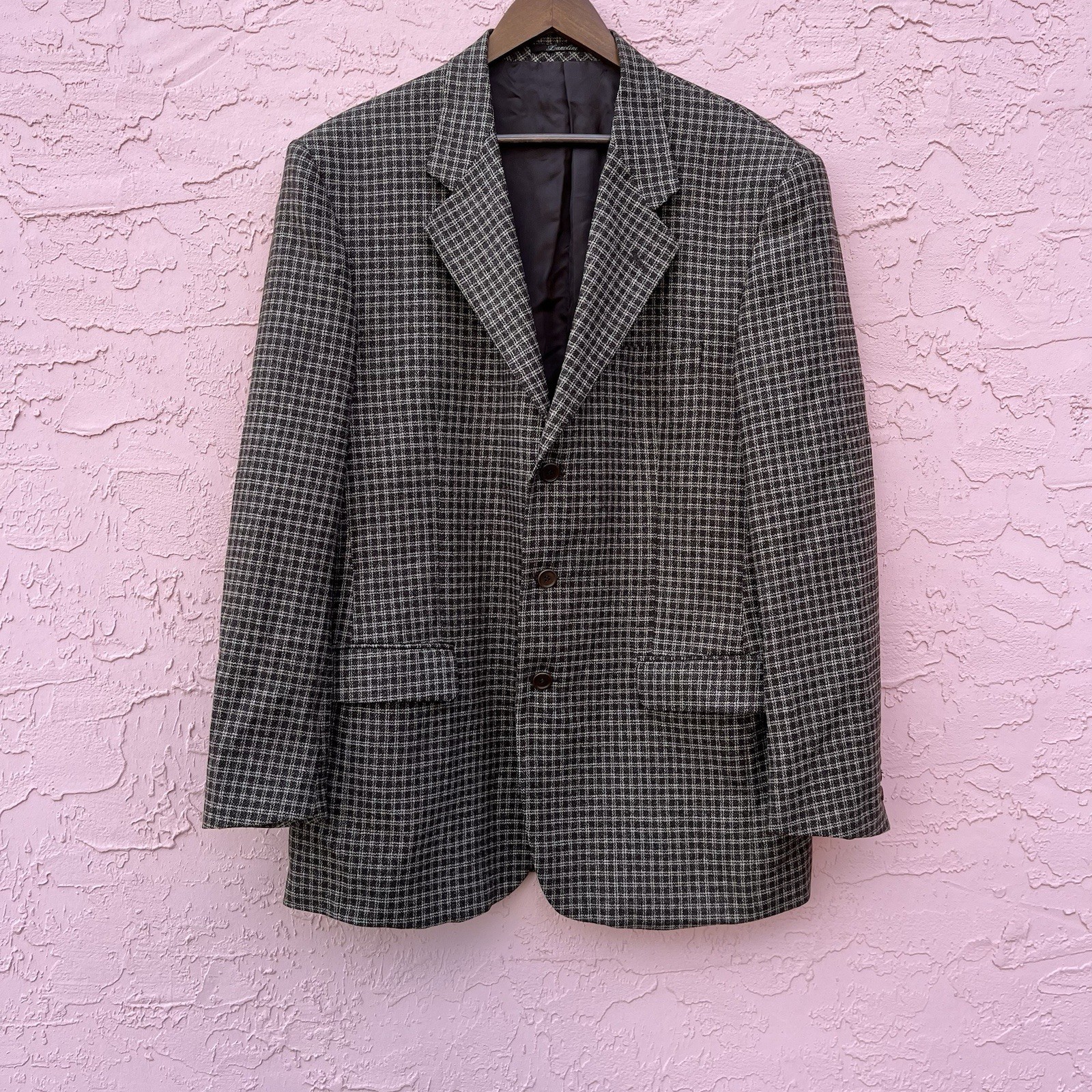 Lanolini Hounds Tooth Sport Coat Italian Italy Size 54