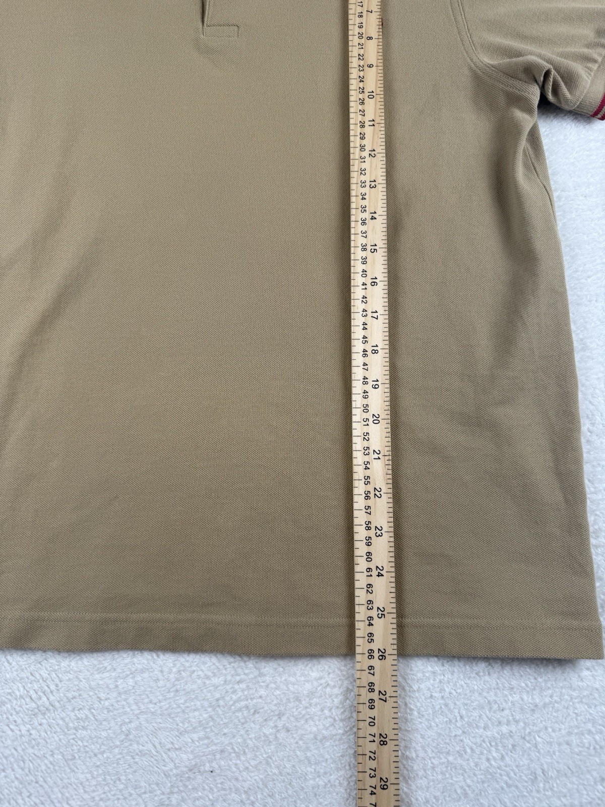 Fred Perry M12 Twin Tipped Summer Polo Shirt Tan/Red Size Men’s Large