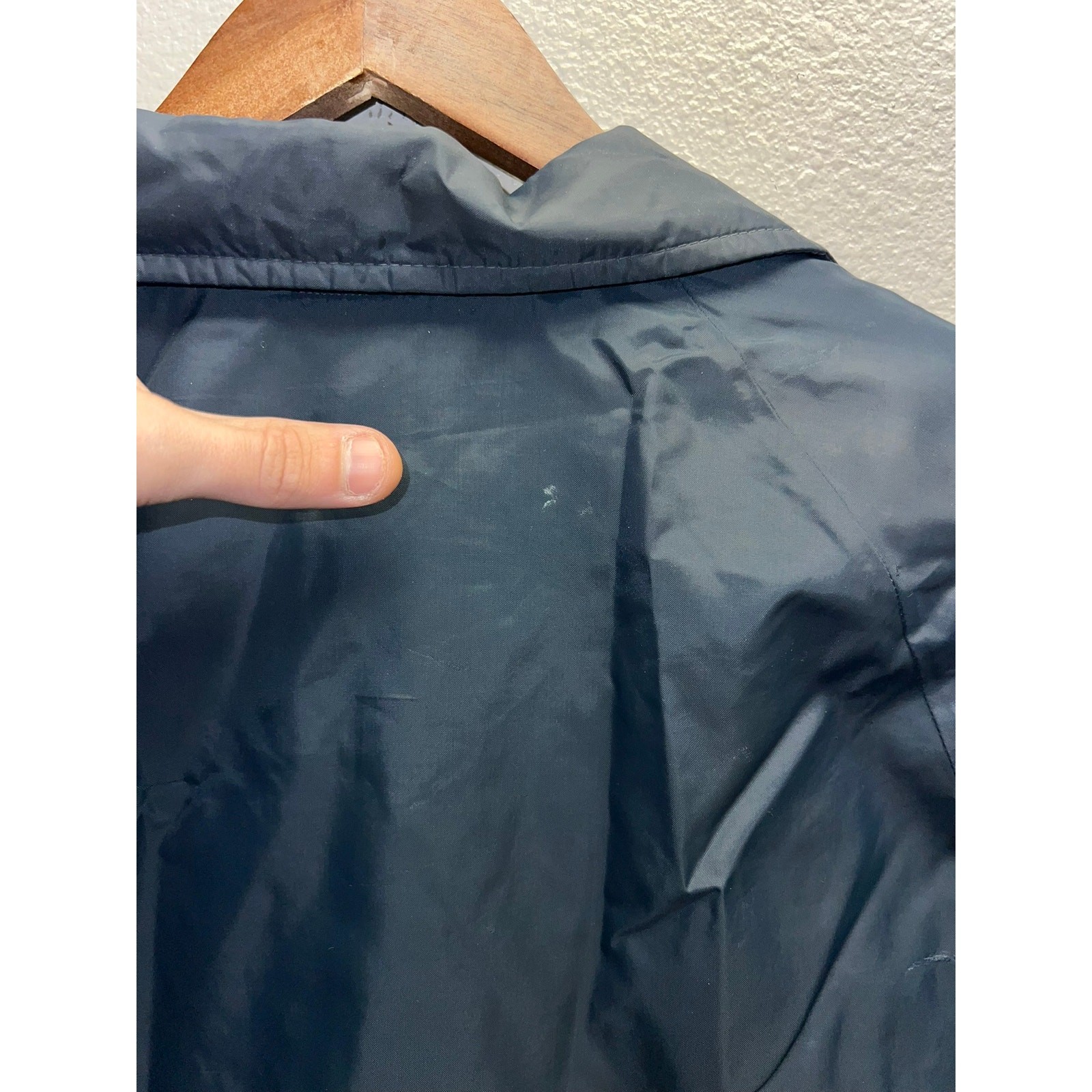Vintage Sports Master Bomber Jacket Blue Button Up French Creek Camps Staff 80s