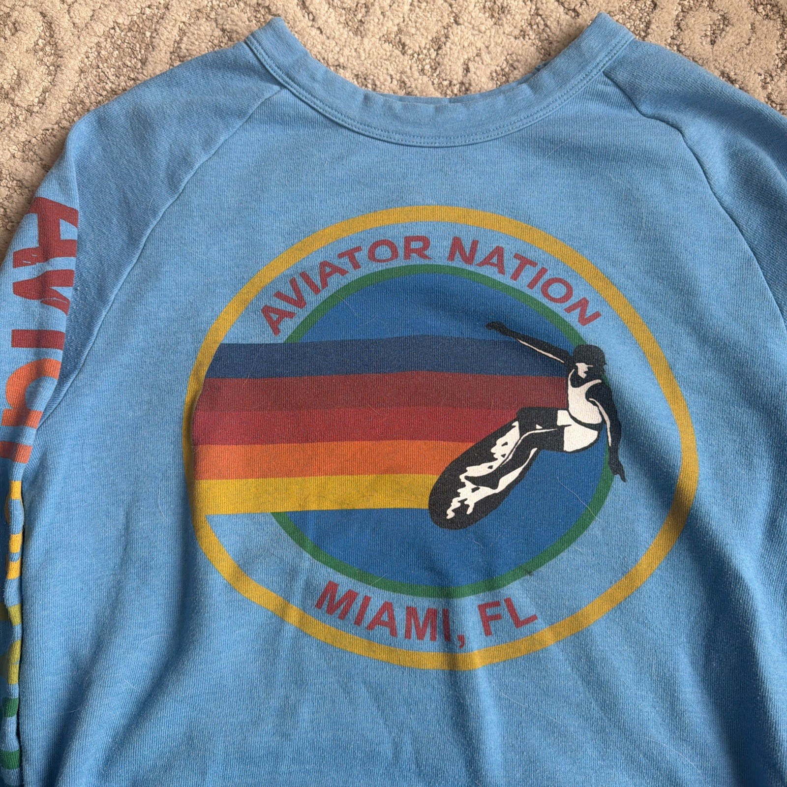 Aviator Nation miami crew sweatshirt ocean color SZ Small