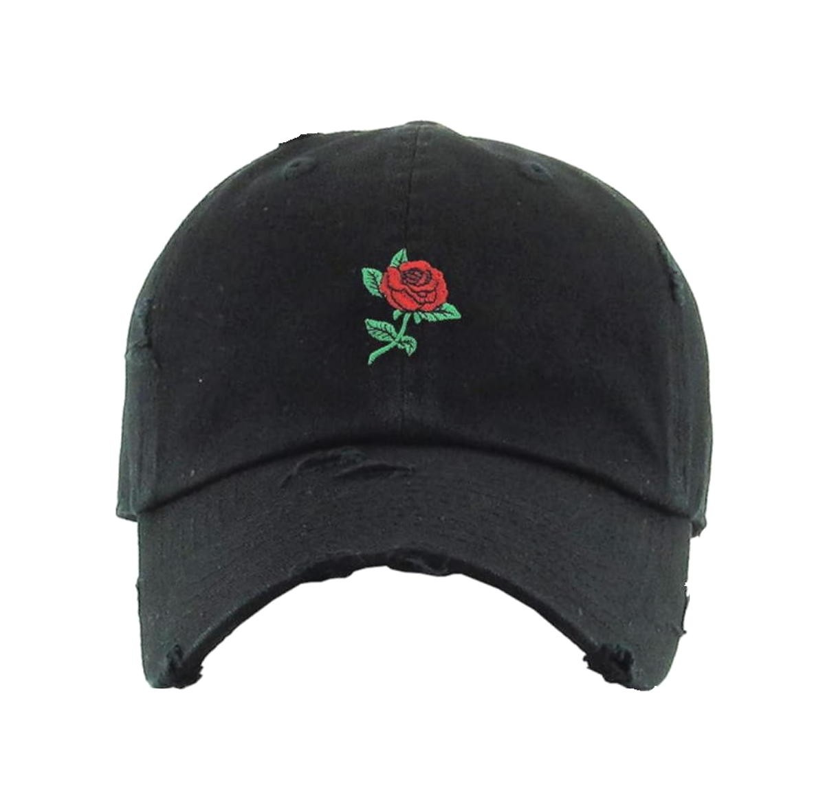 KBETHOS Rose Distressed 6 Panel Hat Black KBSV-124V-BLK FREE SHIPPING