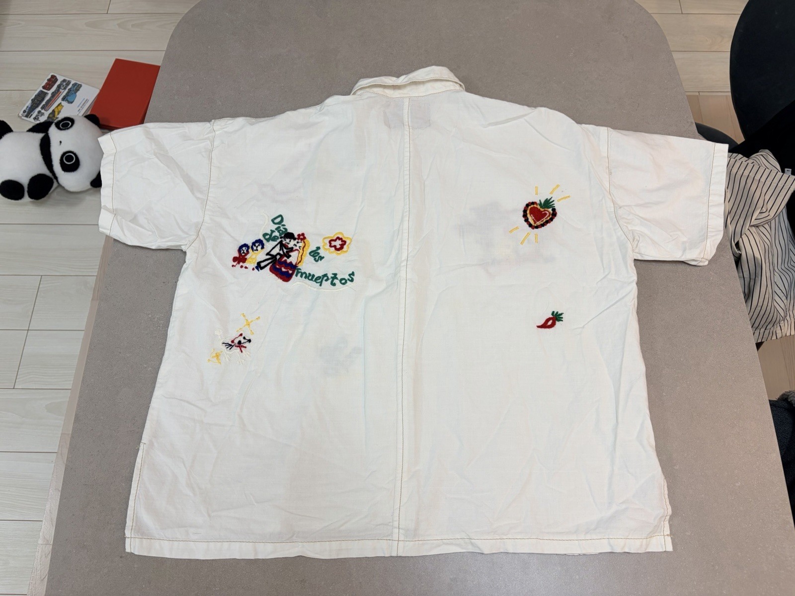 Amina Mexico Embroidered Short Sleeve Shirt White Ethnic Folk Cotton Japan