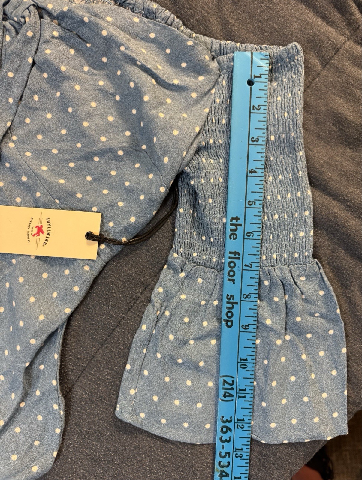 IDYLLWIND WOMEN’S Medium DREAMER OFF THE SHOULDER POLKA DOT TOP NWT