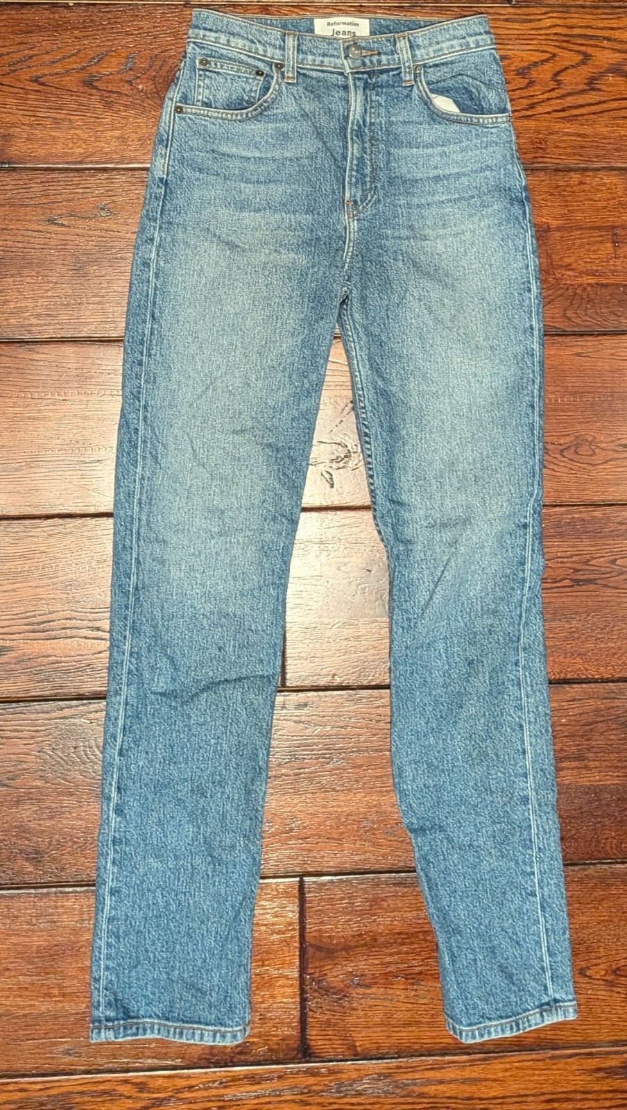 Reformation Women’s Liza High Straight Jean in Palermo Wash – 25(12.75″)x29.5″