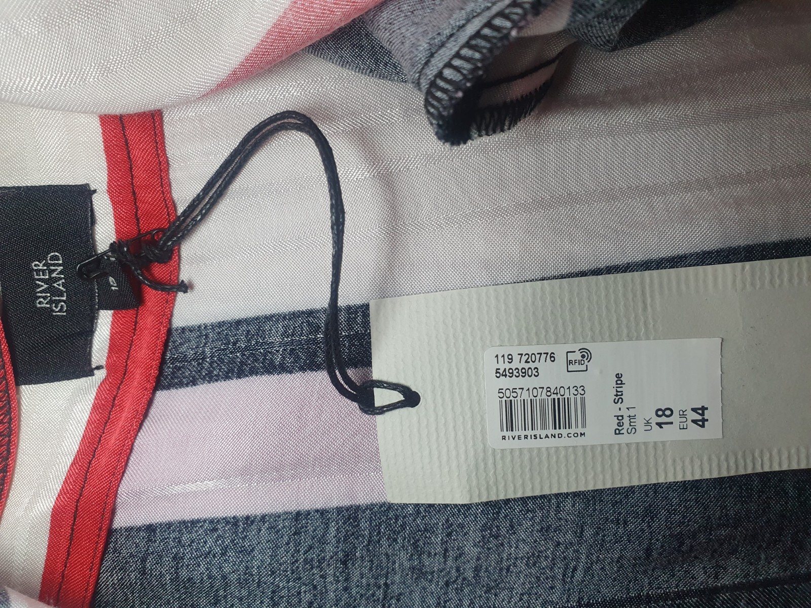 River Island Asymmetric Red Pink White Black Stripe Skirt Size 18 New With Tags
