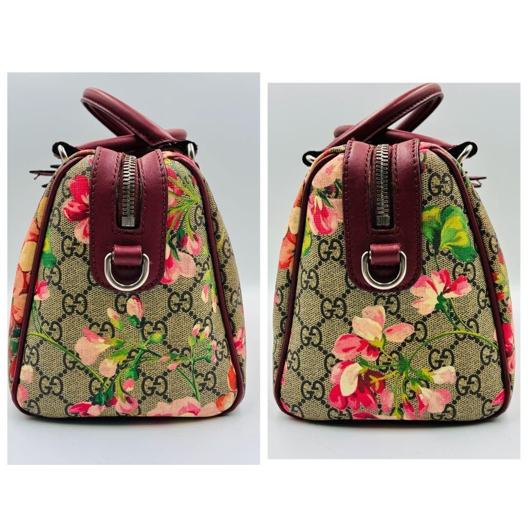 Authentic Gucci Blooms 2Way Handbag small boston PVC Floral Shoulder red