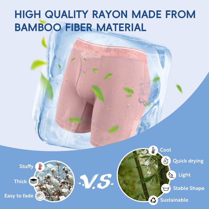 4 Pack Bamboo Fiber Men Boxer Shorts Tagless Comfort Underwear With Fly Briefs