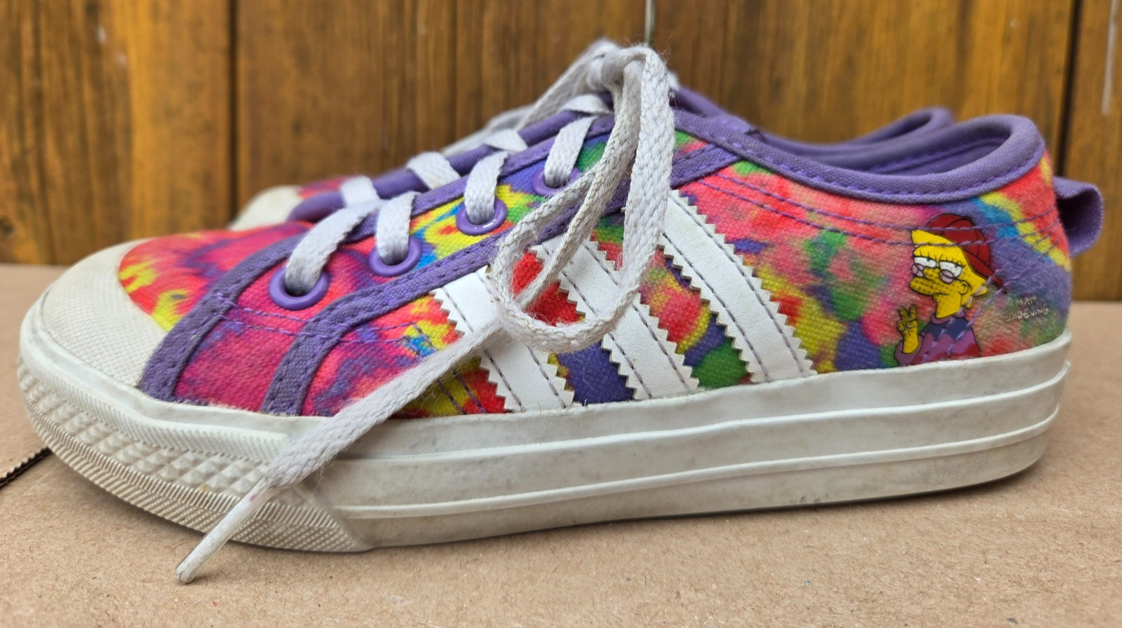 Adidas Lisa Simpson Shoes Kids Size 13 Tie Dye Canvas Low Top Sneaker GZ1785