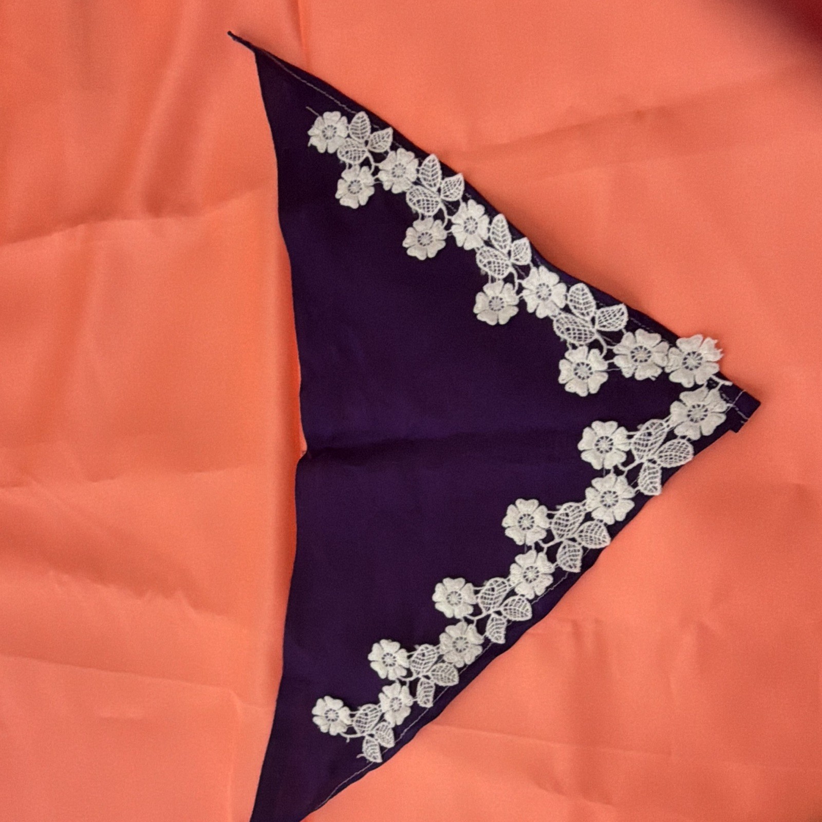Small Dog Under 13 lbs Purple with white floral Lace Scarf – tailored by seller