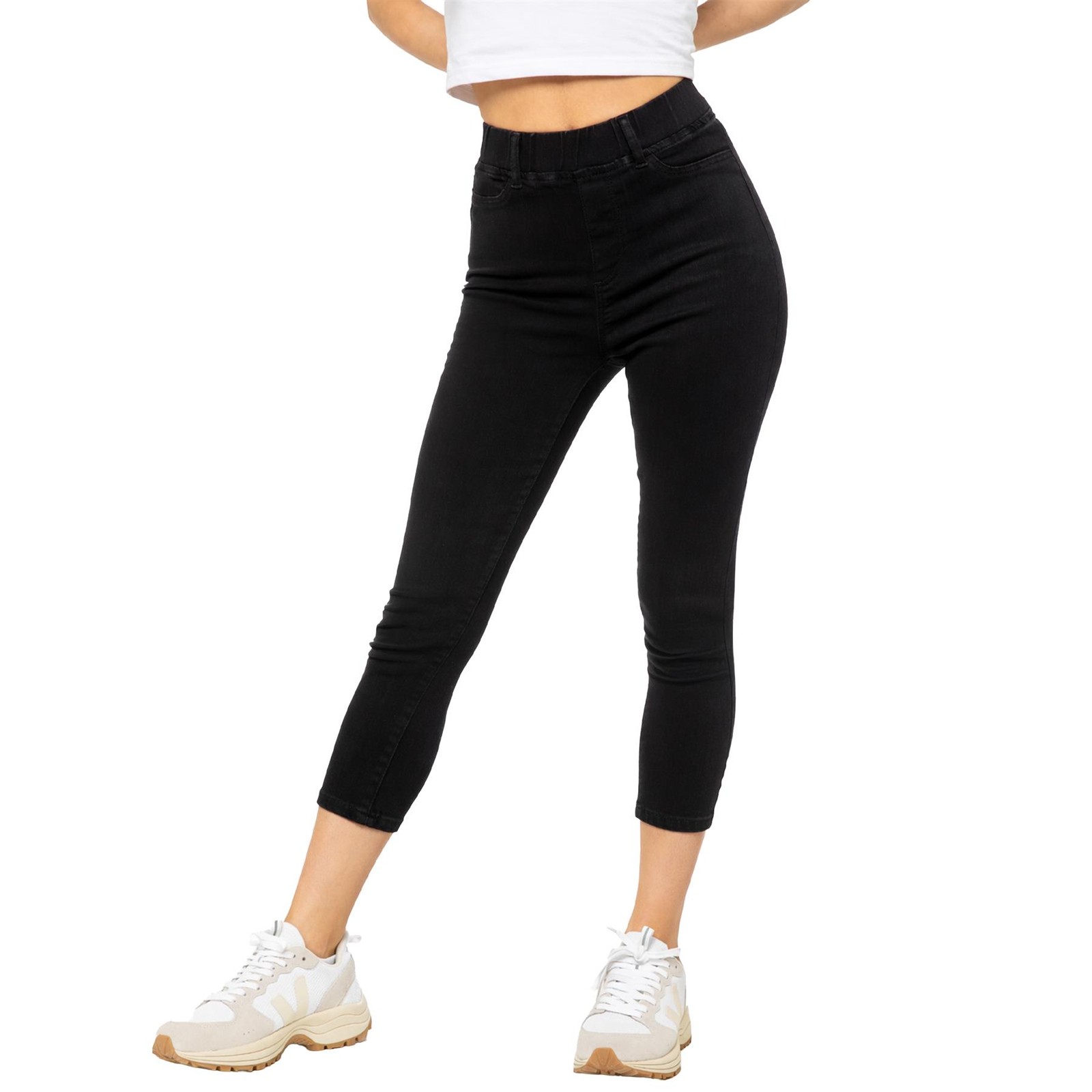 Enzo Womens Crop Jeans Jeggings Ladies Elasticated Stretch Comfort Denim Capri