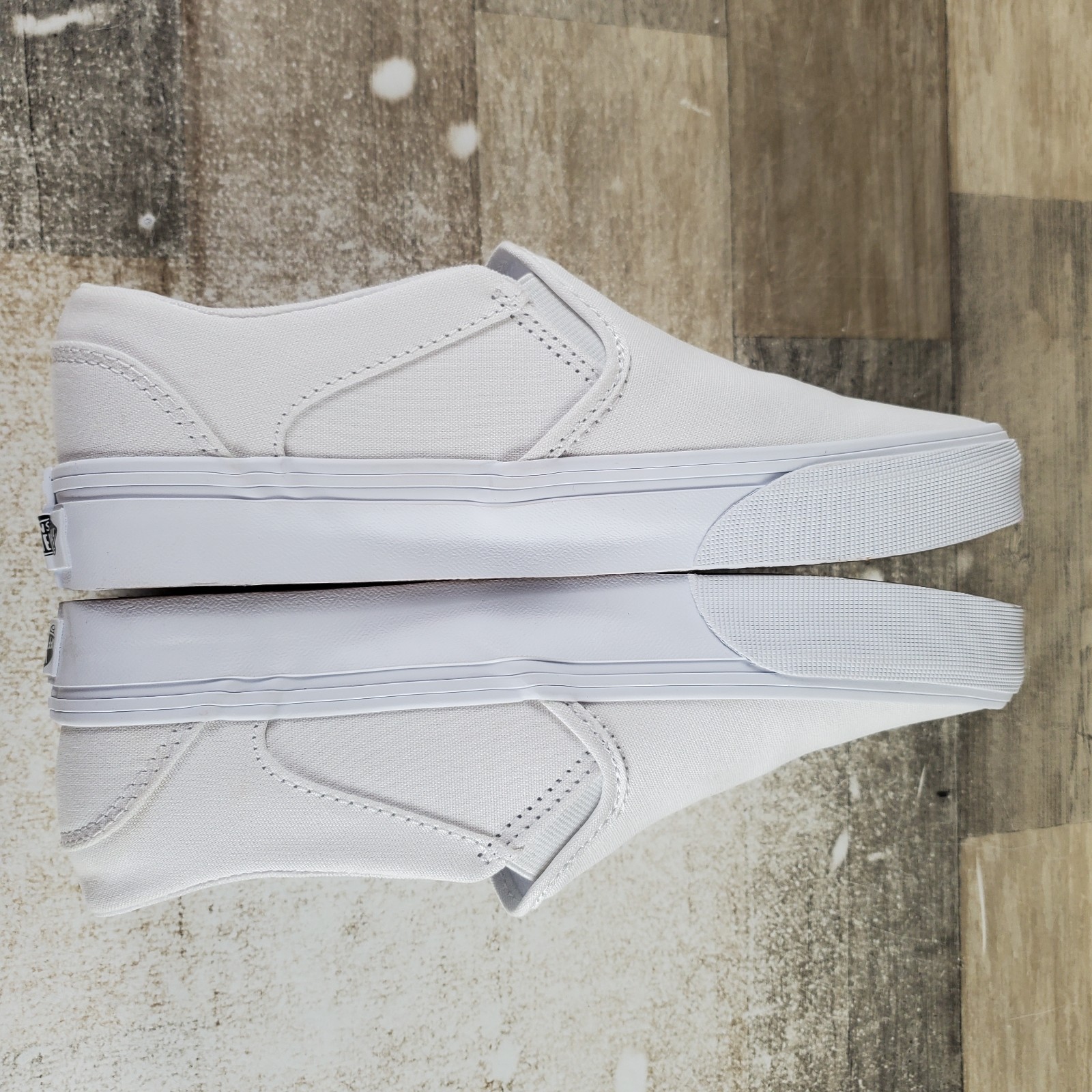 Vans Asher Womens Shoes Sz 8 Running White Elastic Gore Slip On Sneaker