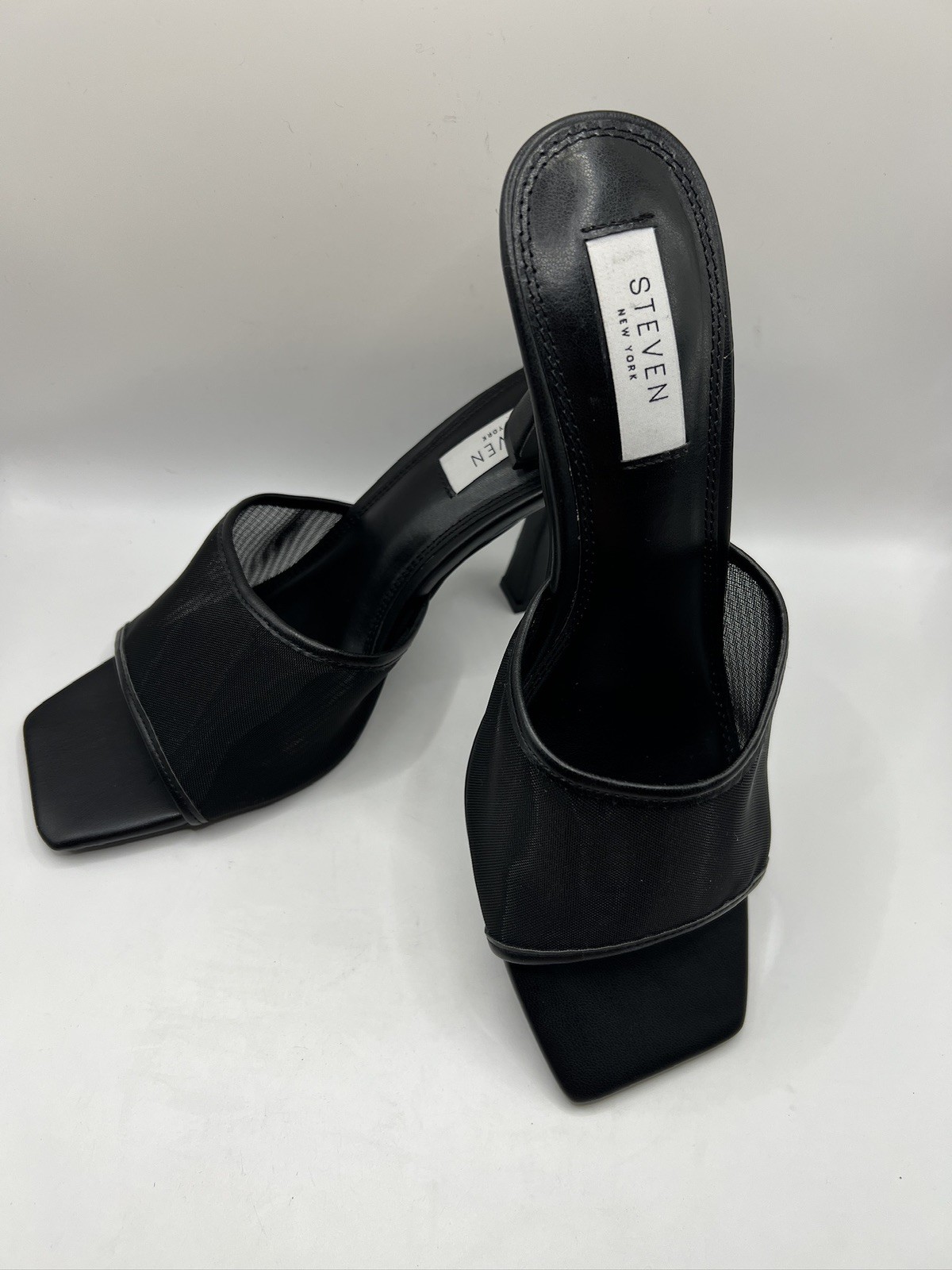 Steve Madden Women Lydia Heeled Sandal Slide Mesh Dress Casual Black Size 8.5 M